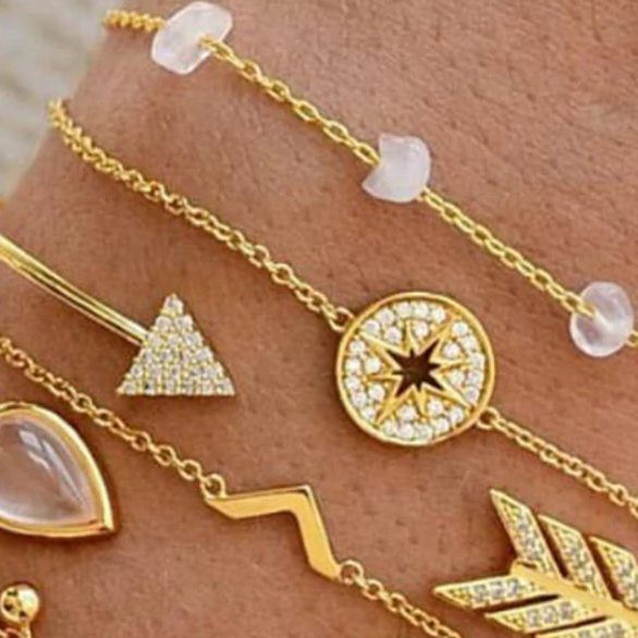 30 Style Boho Bangle Elephant Heart Shell Star Moon Bow Map Crystal Bead Bracelet