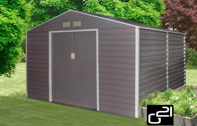 Metall Gartenhaus/Schuppen 8,25 m² - 2,7 x 3,1 m - Grau