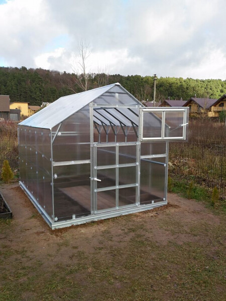 GEWÄCHSHAUS CLASSIC HOUSE 2,35m + maßgeschneidertes 6 mm Polycarbonat + 2x Türen mit Fenster + Lieferung