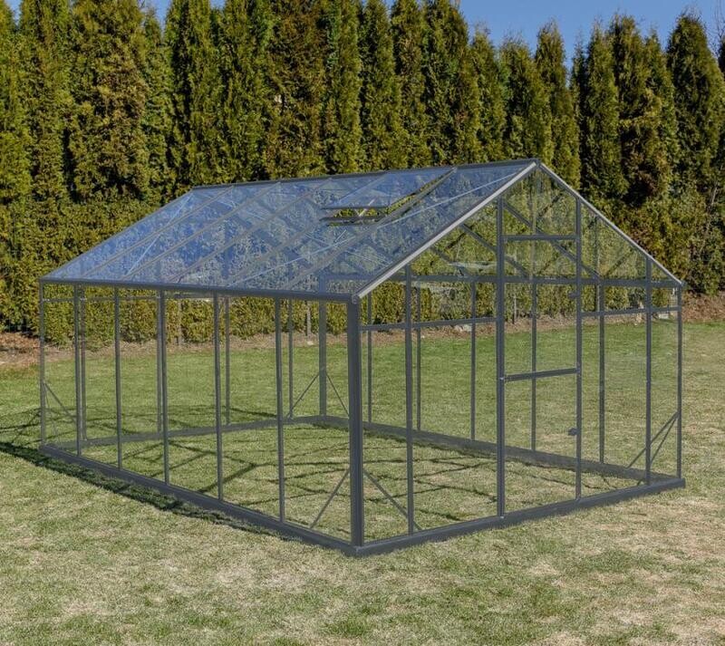Glasgewächshaus Sanus L – Breite 2,2m – SCHWARZ / ANTHRAZIT + Lieferung