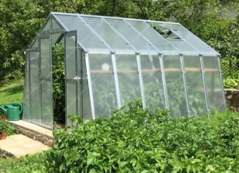 Gewächshaus POLY PLUS – vorgeschnittenes Polycarbonat 8 mm – Breite 3,03 m + Dachrinne + Lieferung