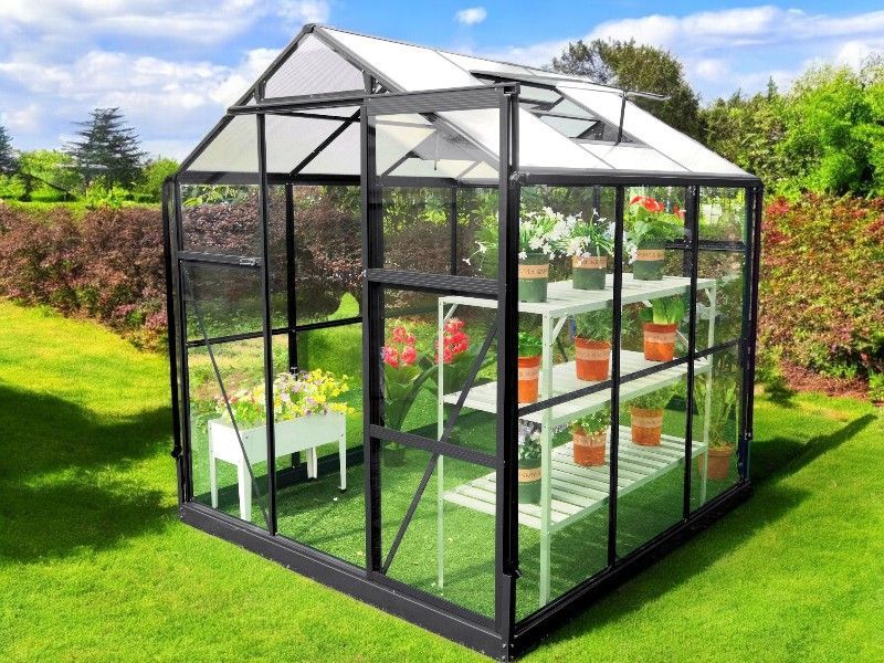 ​​Gewächshaus HYBRID 189 x 189 cm - Glaswände und Polycarbonatdach + Versand