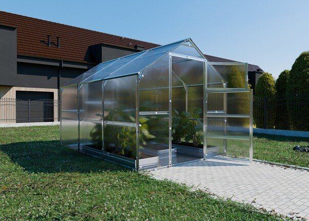 TOP GEWÄCHSHAUS CLASSIC HOUSE BERNI - Schneelast bis zu 220 kg/m2 - B 2,35m x Länge nach 1m + 4/6 mm Polycarbonat + Versand
