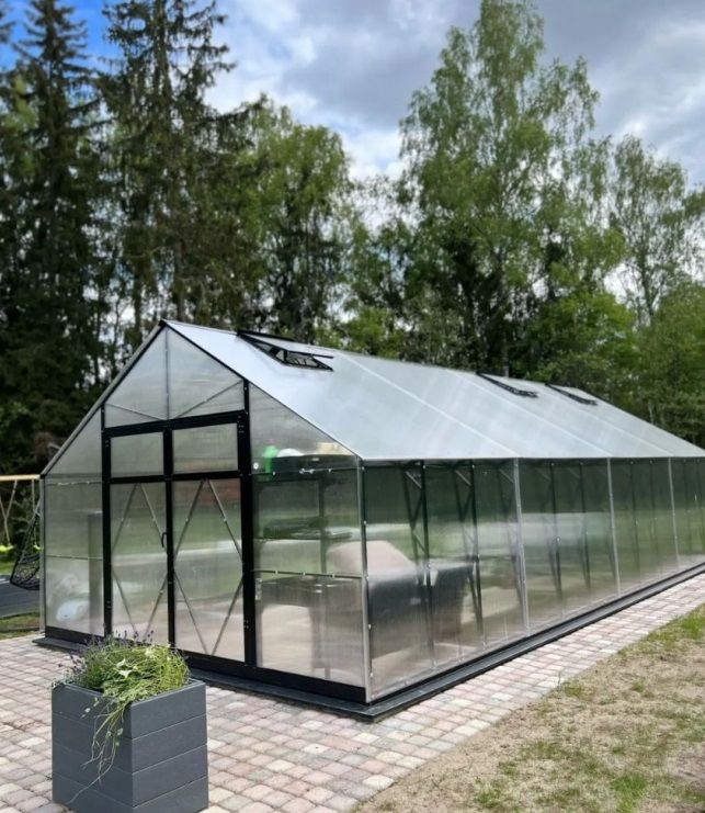 Gewächshaus | Polycarbonat 6mm | EcoSlider Roof EHL 4,0 m Doppeltüren | robust &amp; langlebig