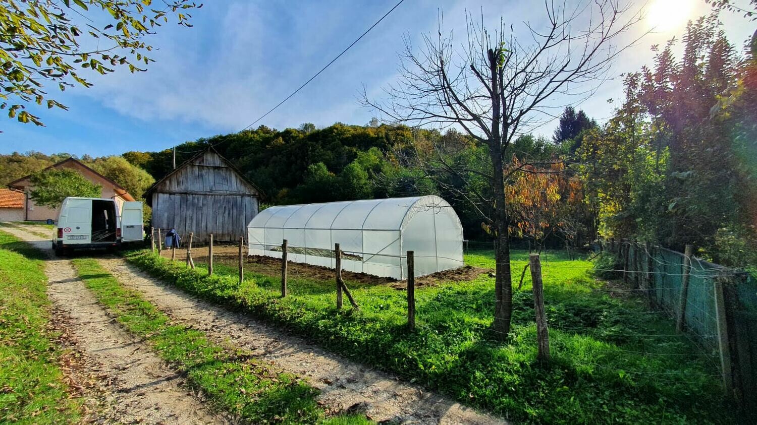 Gewächshaus-Treibhaus TOP HOBBY/PROFI TUNNEL 4m - HÖHERE SEITENHÖHE mit seitlicher Öffnung PROFI Gewächshaus 4 m Breite – Gesamtansich