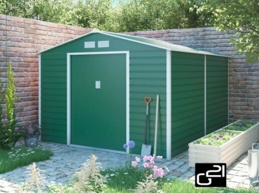 Metall Gartenhaus/Schuppen 8,25 m² - 2,7 x 3,1 m - Grün