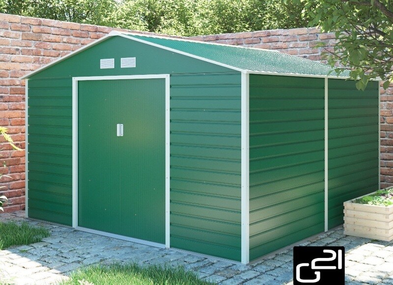 Metall Gartenhaus/Schuppen 10,18 m² - 3,3 x 3,1 m - Grün