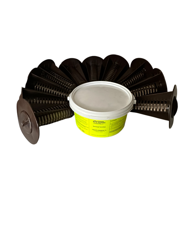 20 Pièges de Détection Surveillance Termites + 1500grs de pâte Hexaflumeron