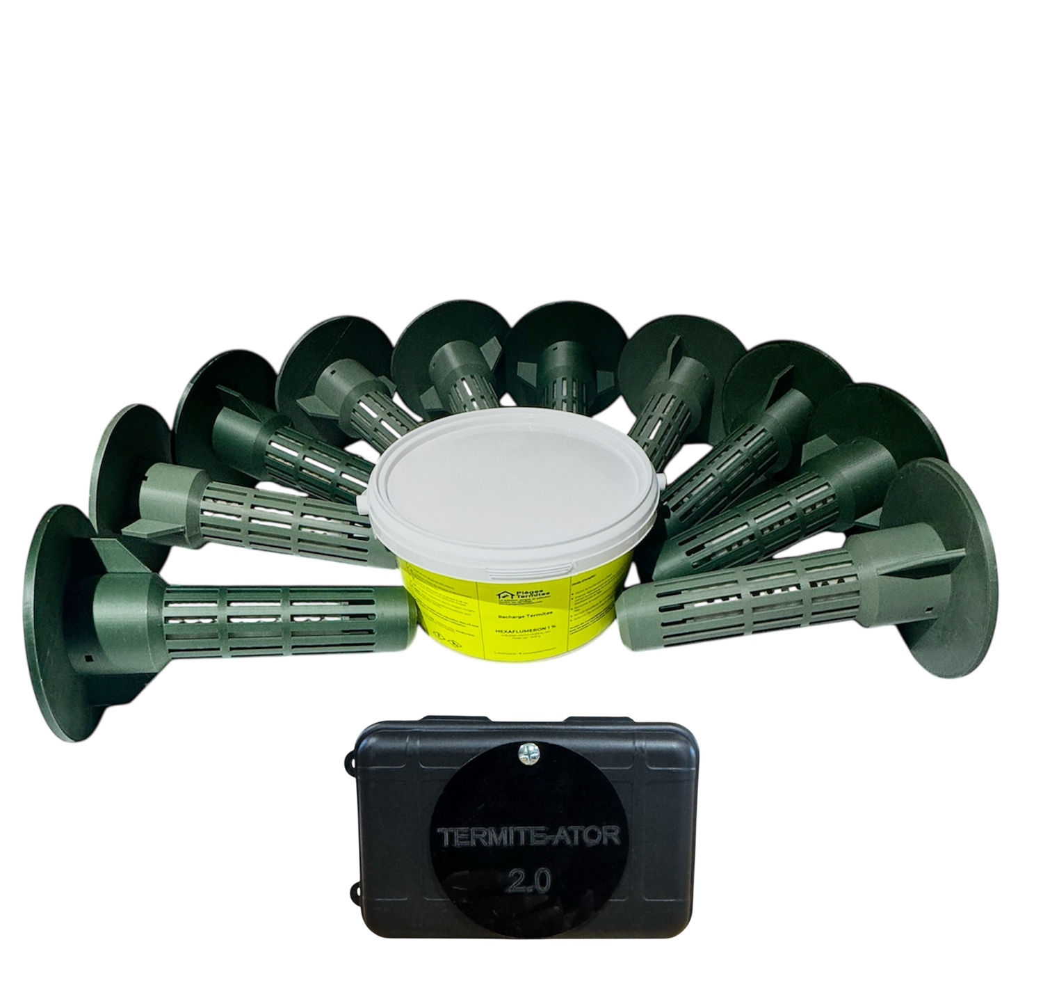 Kit Complet Sol & Mur : 20 Pièges Termite-Ator + Pâte Curative 1500 g + Boîtier Mural 2.0