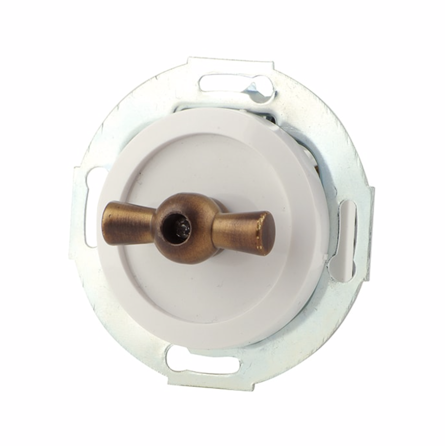 White rotary switch, bronze handle