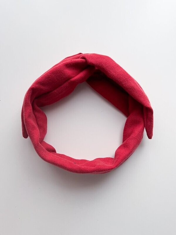 -50% Haarband met ijzerdraad | Tencel & Linnen | Kersen Rood