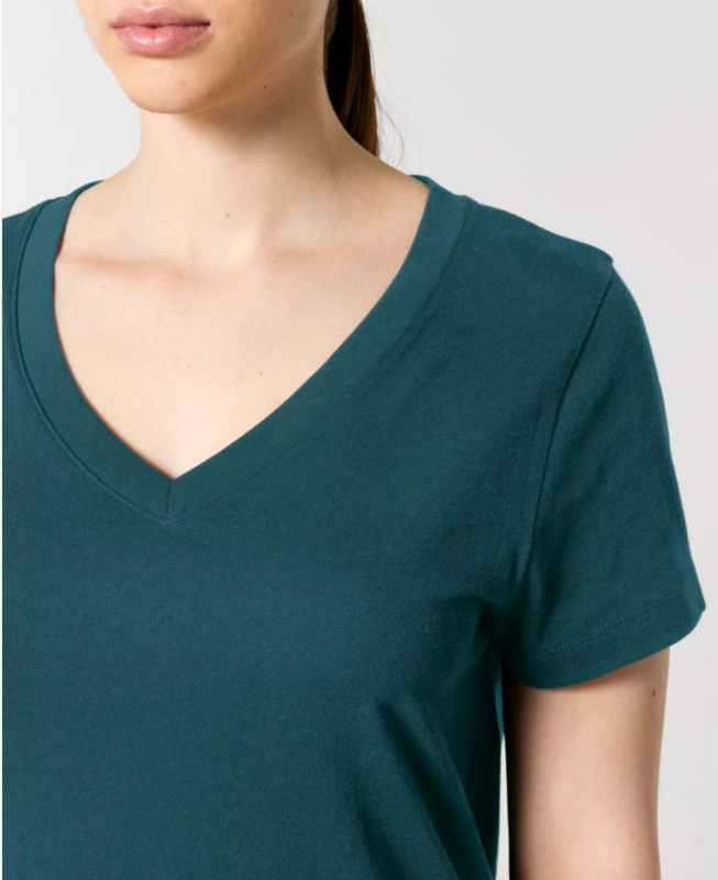 -10% Zelf samenstellen | Bio V-Hals T-shirt Oceaan Blauw DAMES