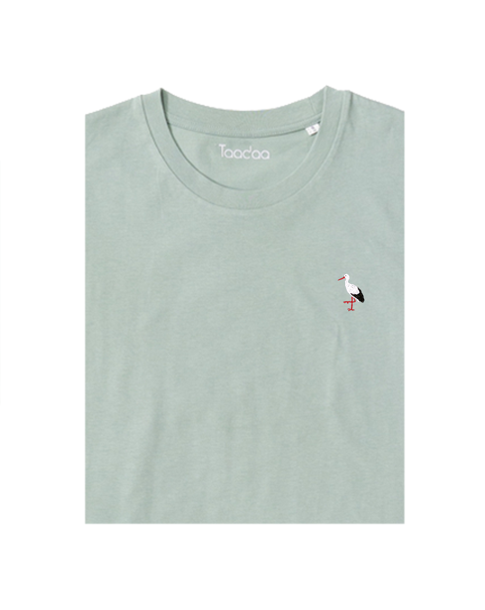Bio T-shirt - Ooievaar - UNISEX, Kleur T-shirt: Aloe