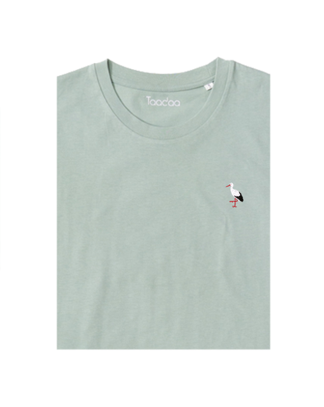 Bio T-shirt - Ooievaar UNISEX, Kleur T-shirt: Aloe