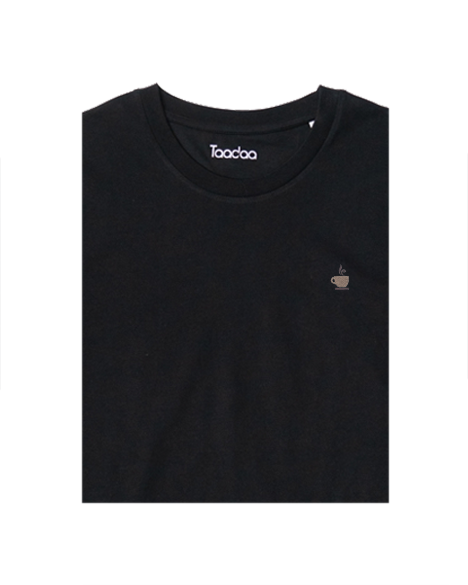 Bio T-shirt - Kopje Koffie - UNISEX, Kleur T-shirt: Zwart