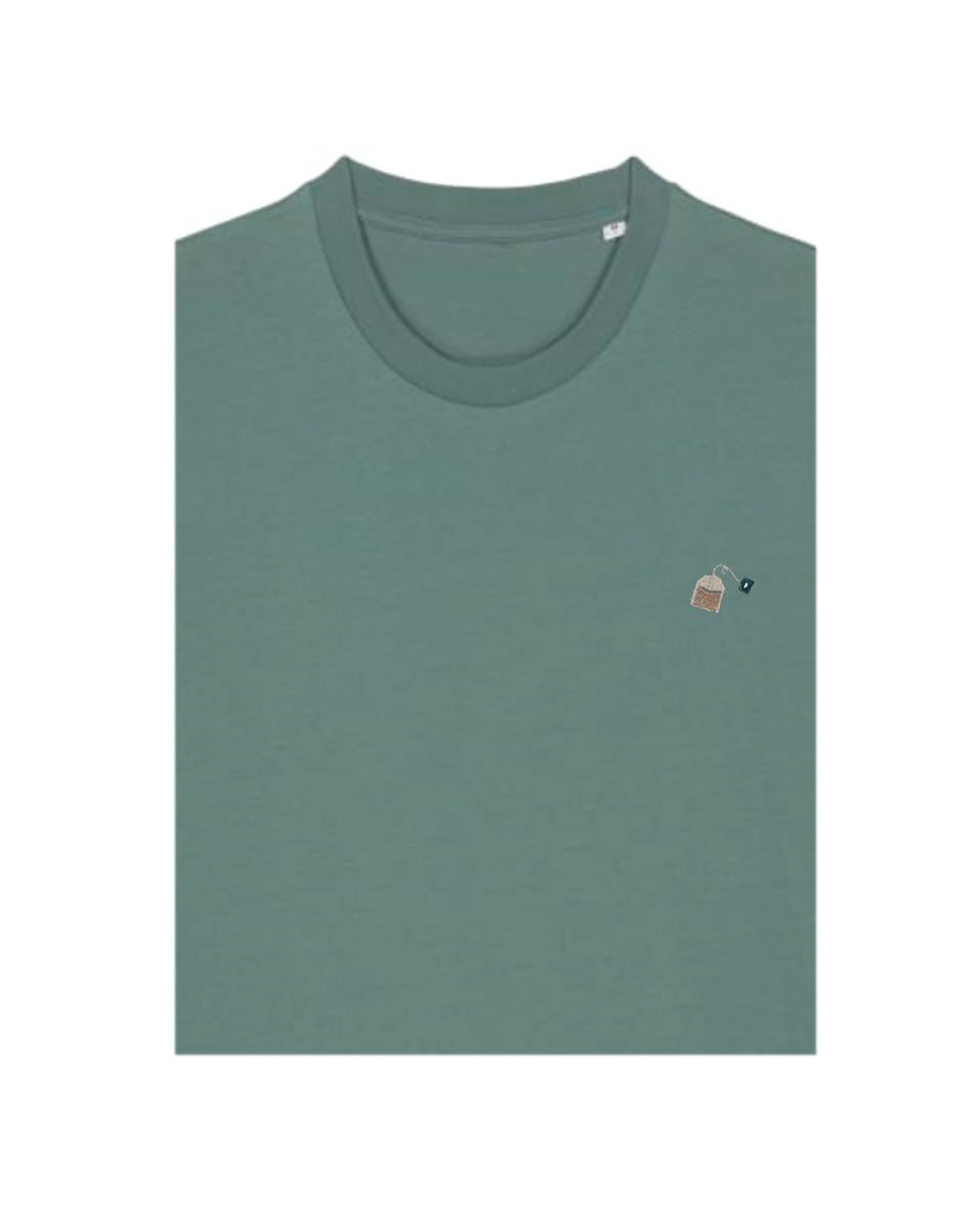 Bio T-shirt - Theezakje - UNISEX, Kleur T-shirt: Zee Groen
