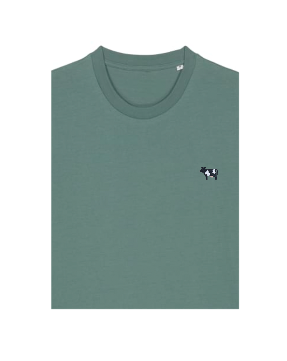 Bio T-shirt - Koe - UNISEX, Kleur T-shirt: Zee Groen