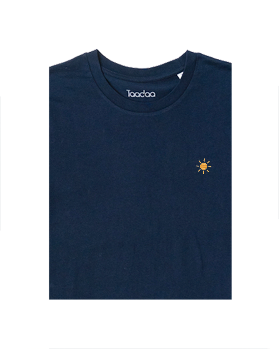 Bio T-shirt - Zon - UNISEX, Kleur T-shirt: Donker Blauw