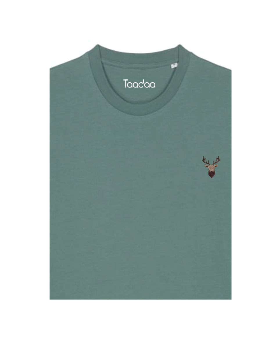 Bio T-shirt - Hert - UNISEX, Kleur T-shirt: Zee Groen
