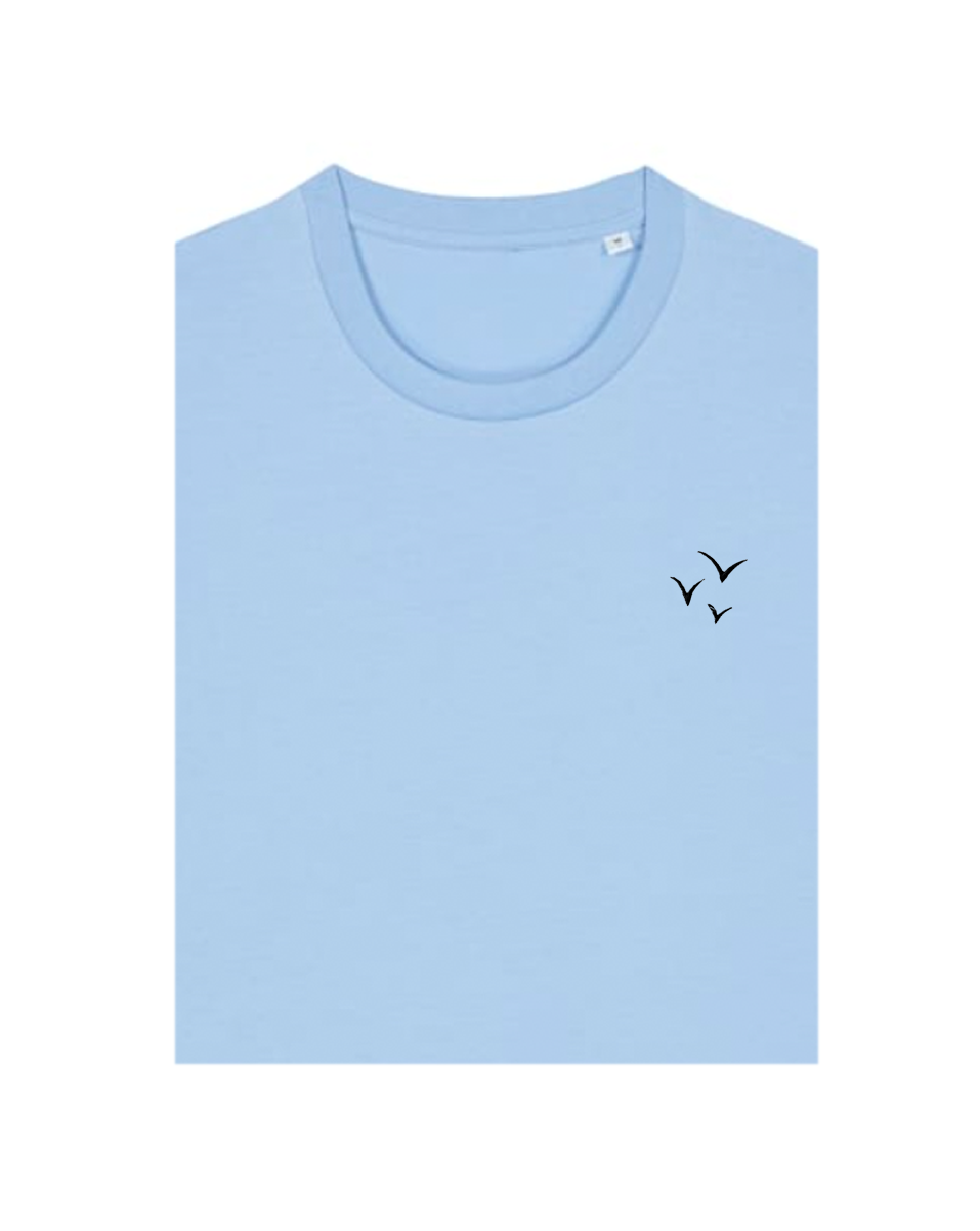 Bio T-shirt - Vogelvrij UNISEX, Kleur T-shirt: Fris Blauw