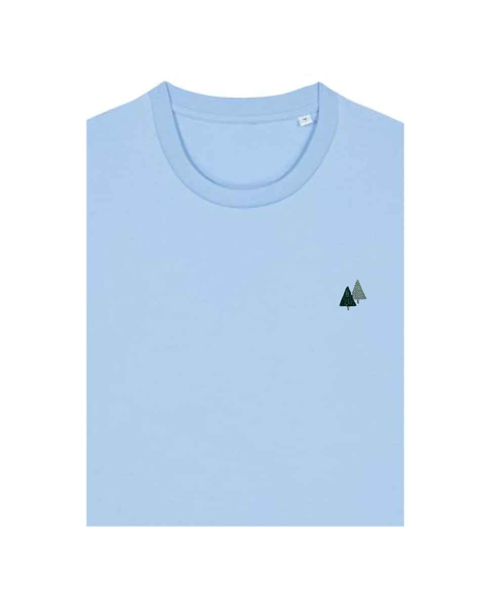Bio T-shirt - Bomen - UNISEX, Kleur T-shirt: Fris Blauw