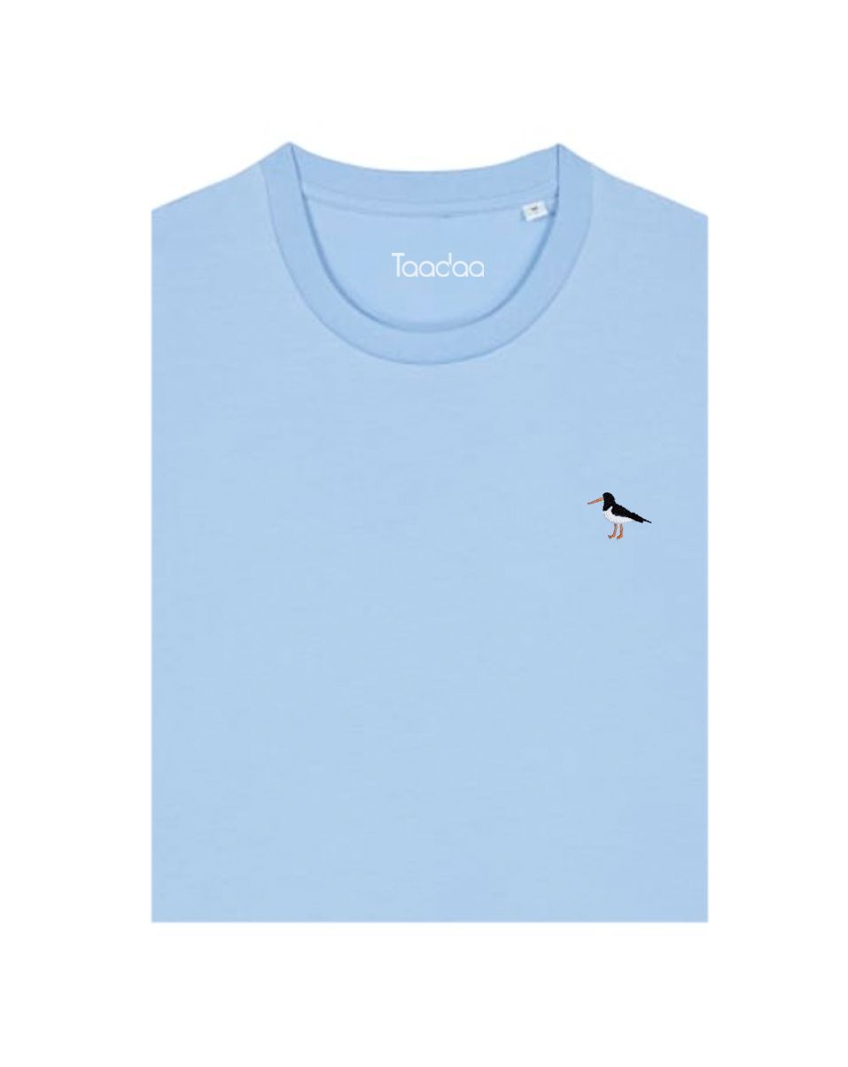NIEUW! Bio T-shirt - Scholekster - UNISEX, Kleur T-shirt: Fris Blauw