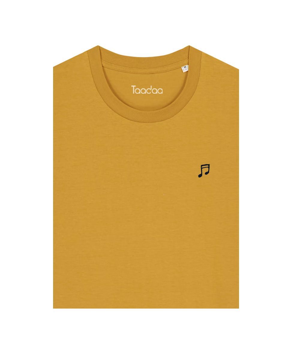 Bio T-shirt - Muzieknoot - UNISEX, Kleur T-shirt: Oker