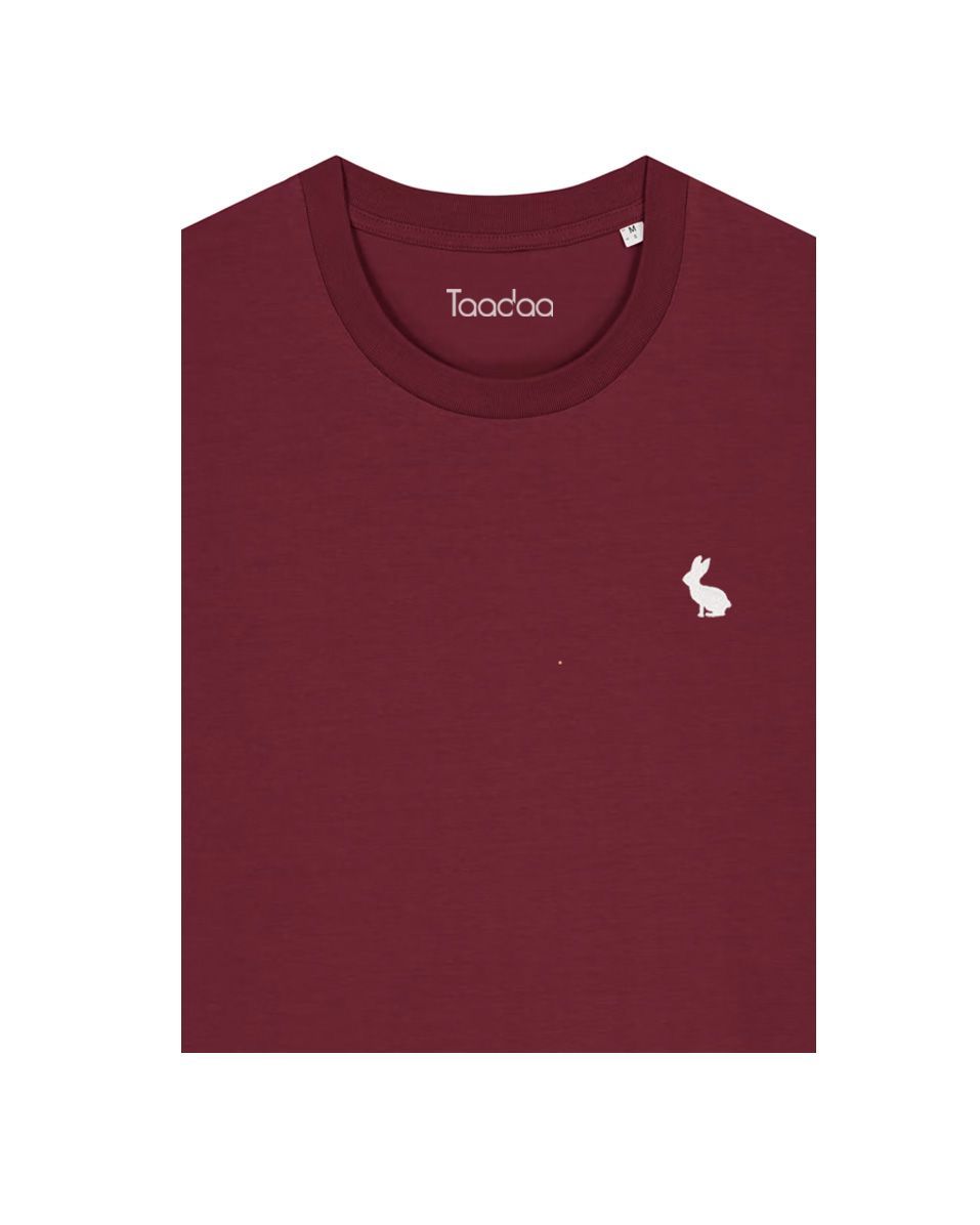 Bio T-shirt - Konijn - UNISEX, Kleur T-shirt: Bordeaux Rood