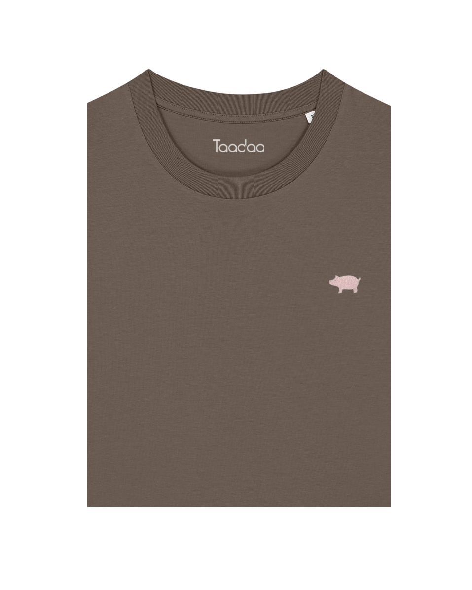 Bio T-shirt - Varken - UNISEX, Kleur T-shirt: Mokka Bruin