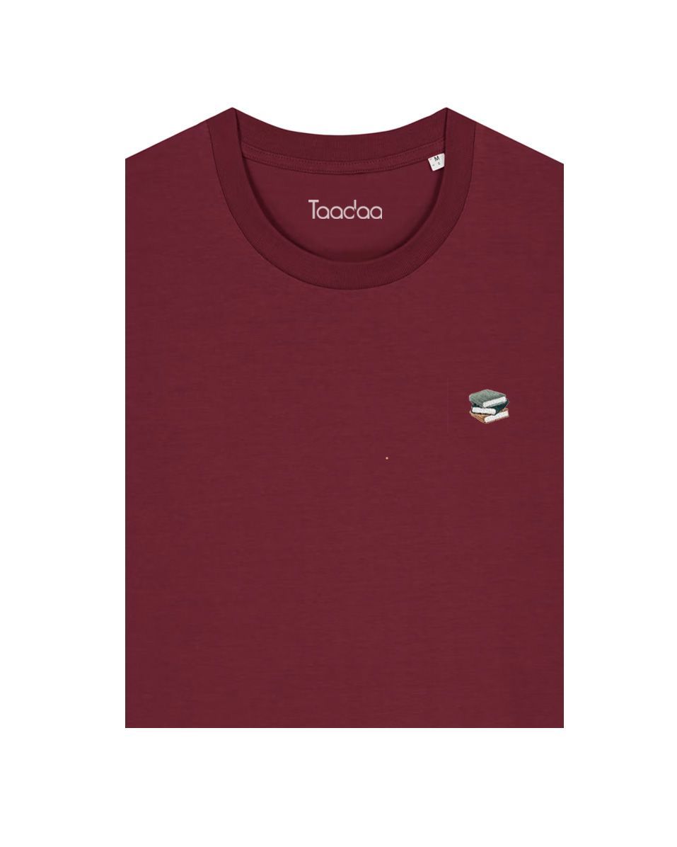 Bio T-shirt - Boeken - UNISEX, Kleur T-shirt: Bordeaux Rood
