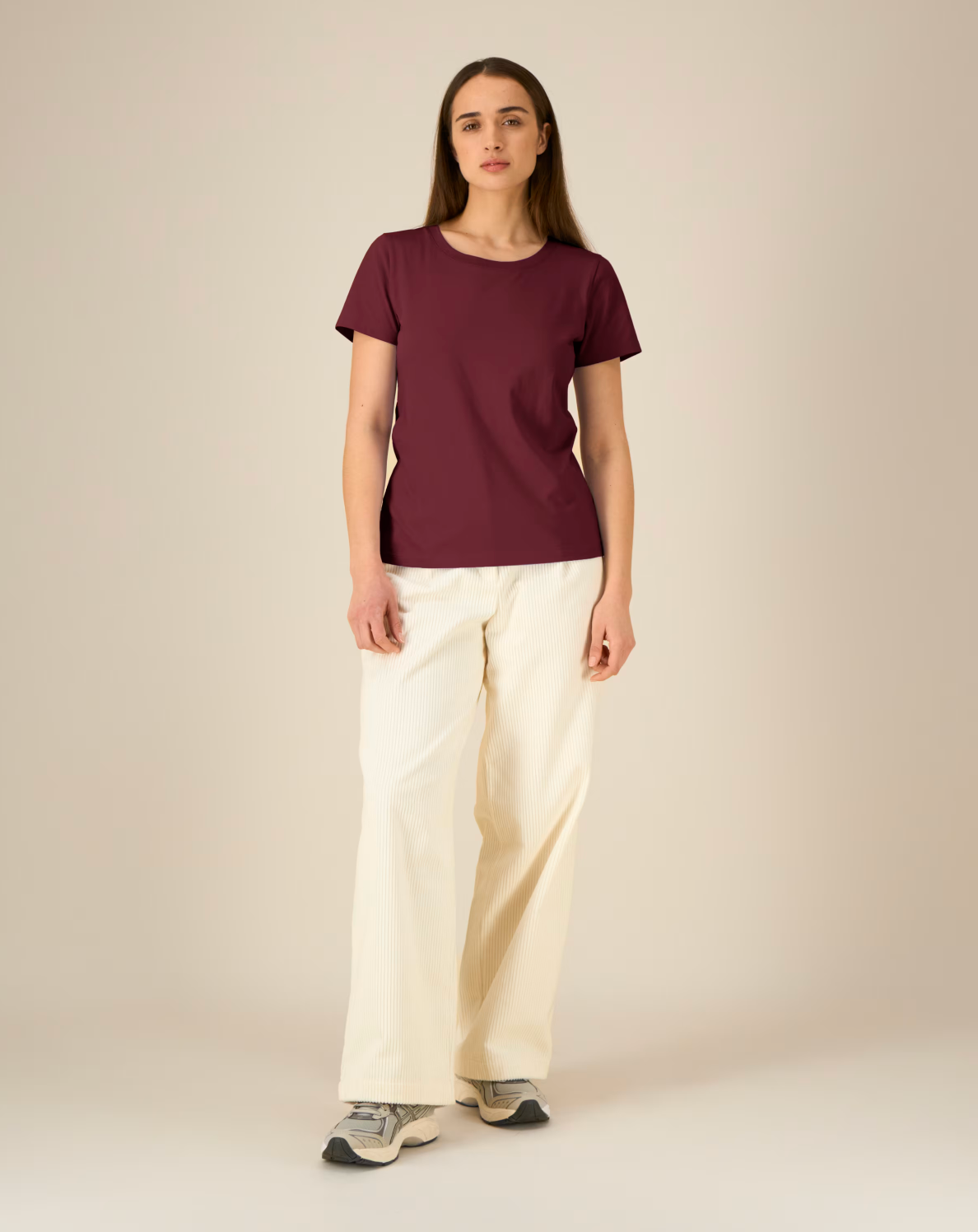 NIEUW MODEL Zelf samenstellen | Bio T-shirt Bordeaux Rood DAMES