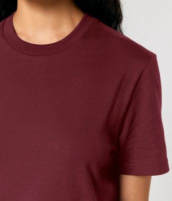 Bio T-shirt Bordeaux Rood Unisex met borduursel
