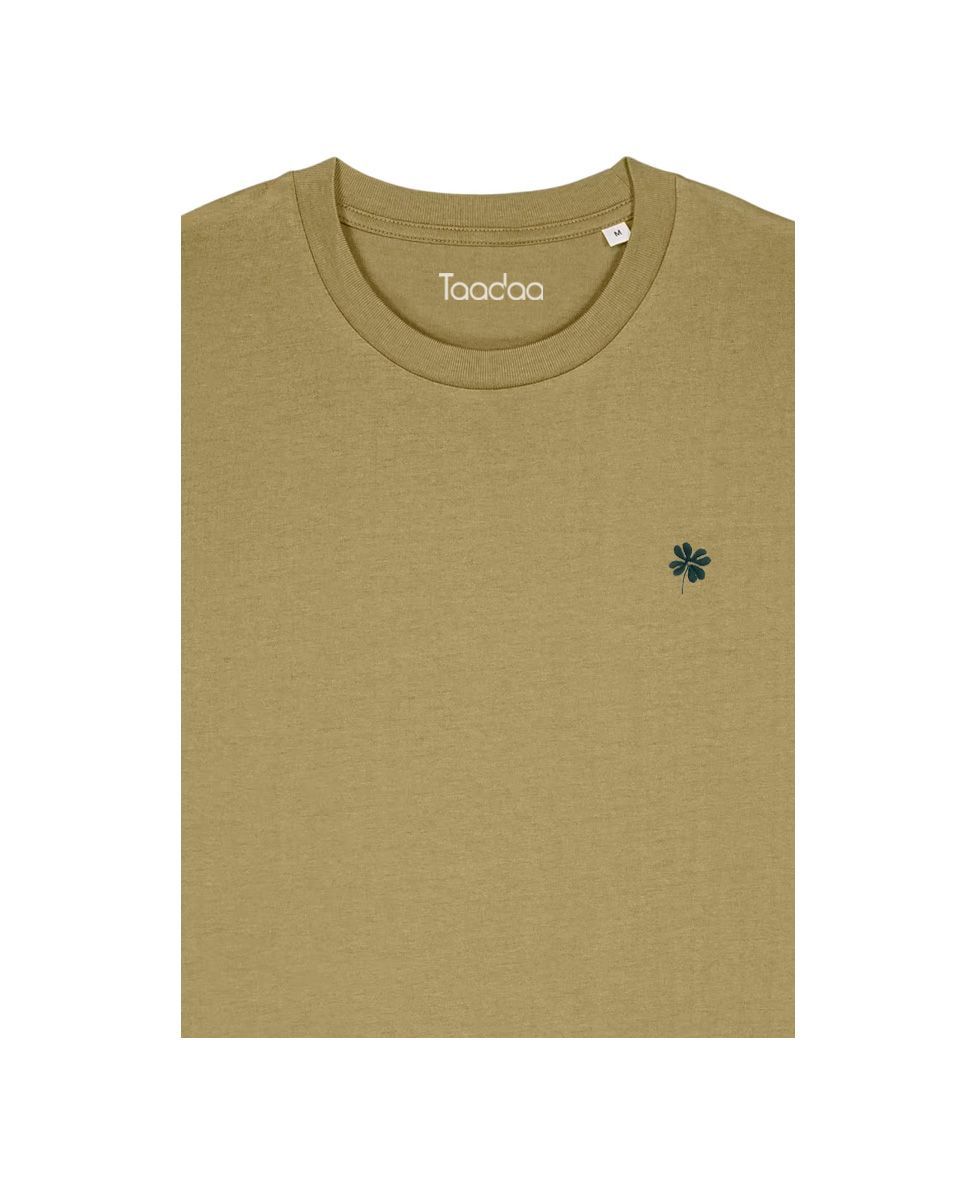 Bio T-shirt - Klavertje 4 - UNISEX, Kleur T-shirt: Olijf groen