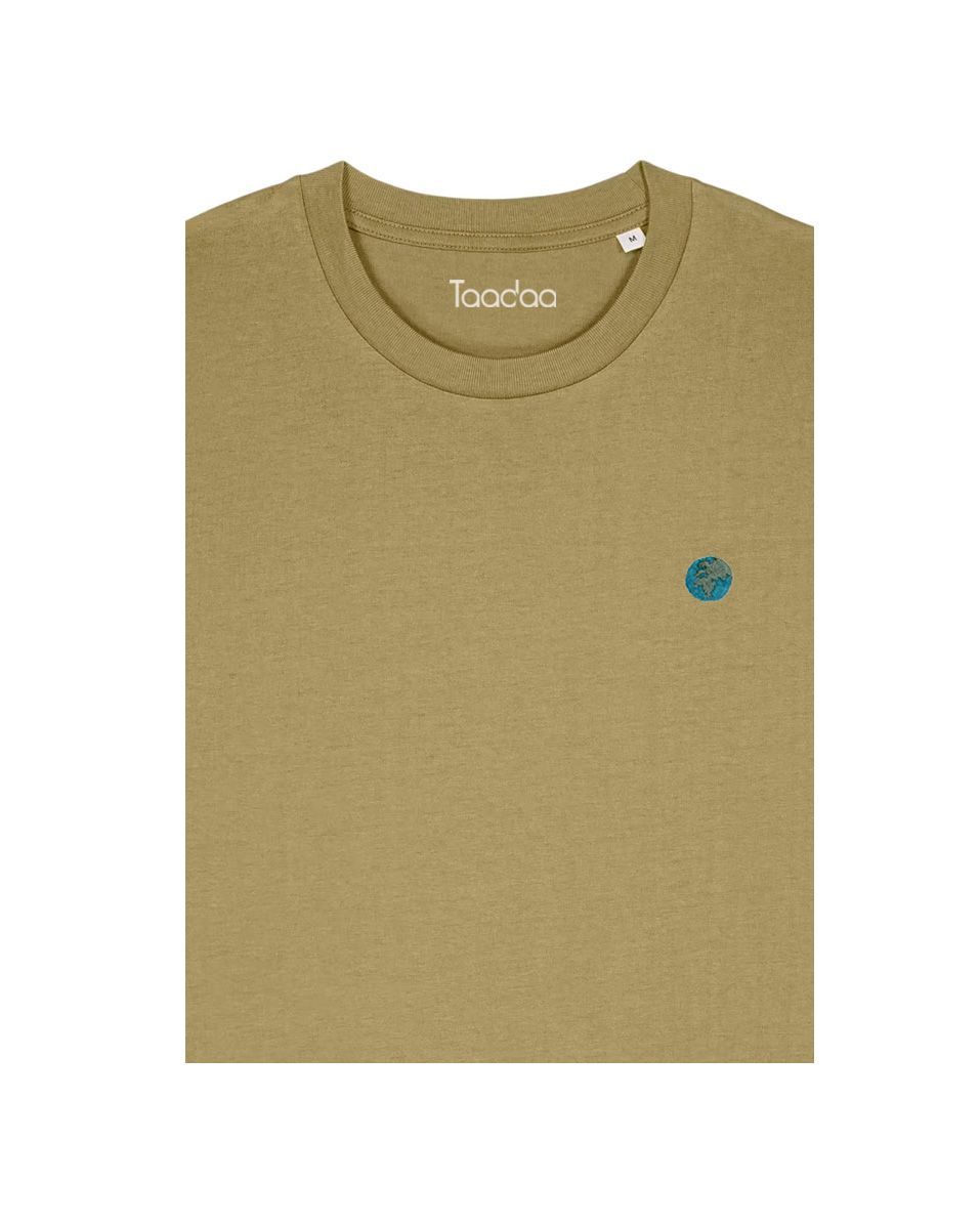 Bio T-shirt - Wereldbol - UNISEX, Kleur T-shirt: Olijf groen