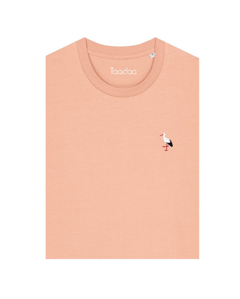 Bio T-shirt - Ooievaar - UNISEX Bio T-shirt - Ooievaar - UNISEX, Kleur T-shirt: Perzik roze