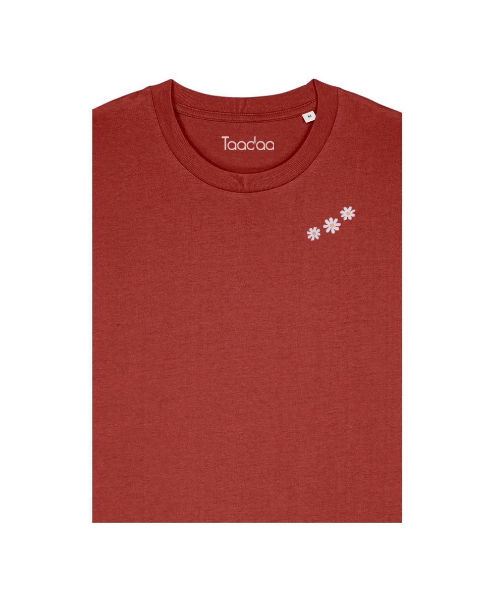 Bio T-shirt - Madeliefjes - UNISEX, Kleur T-shirt: Roest oranje