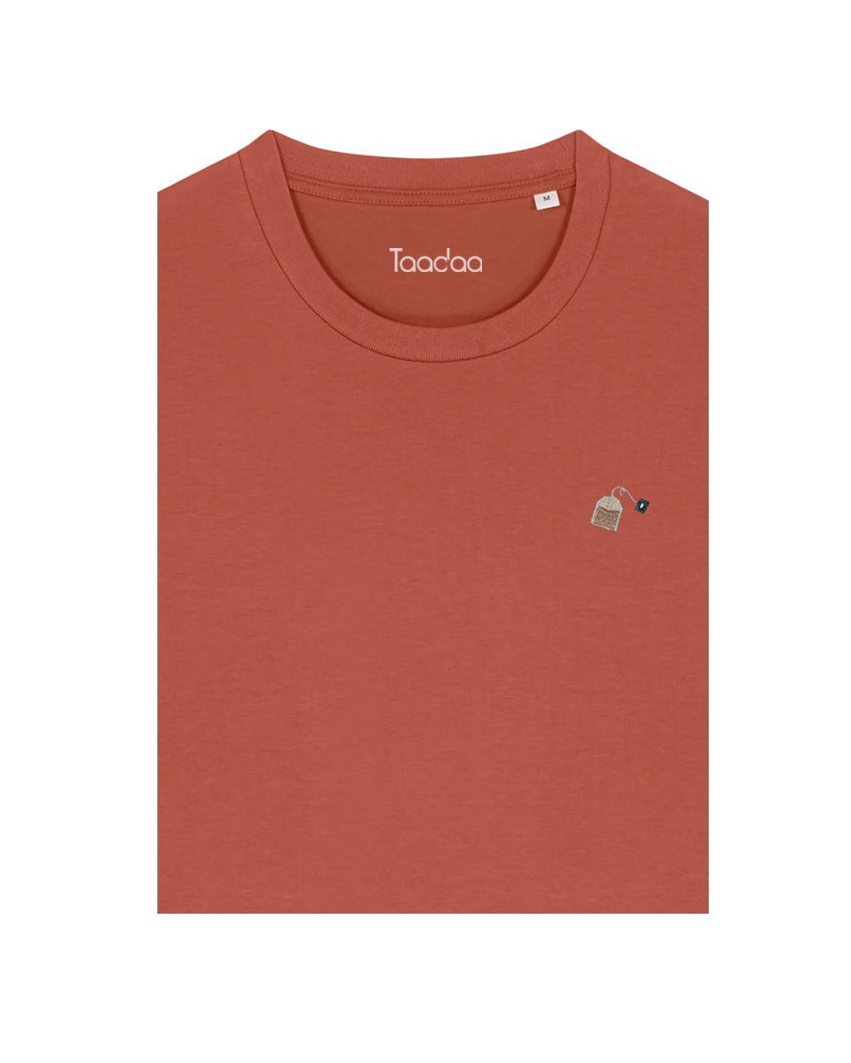 Bio T-shirt - Theezakje - UNISEX, Kleur T-shirt: Terra oranje