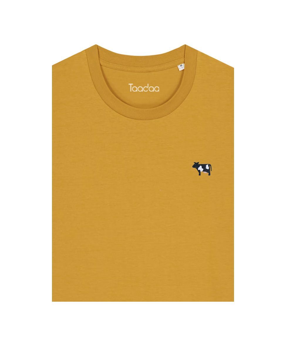 Bio T-shirt - Koe - UNISEX Bio T-shirt - Koe - UNISEX, Kleur T-shirt: Oker geel