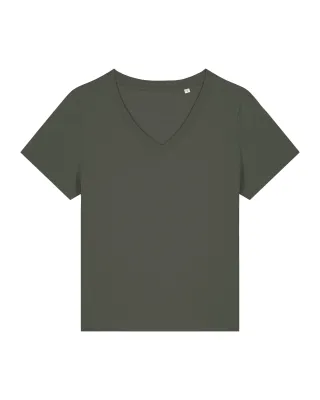 Zelf samenstellen | Bio V-Hals T-shirt Khaki Groen DAMES