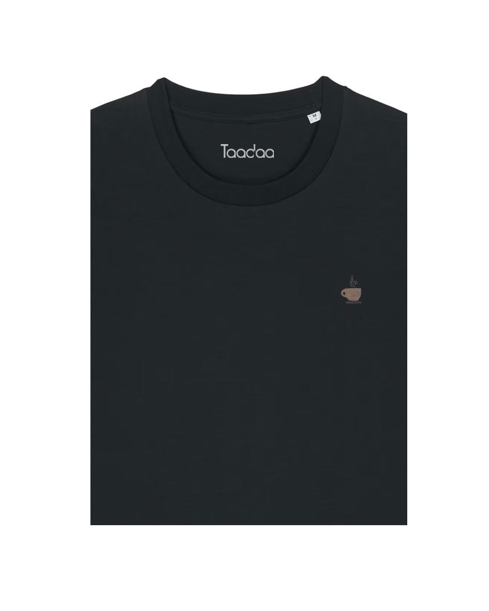 Bio T-shirt - Kopje Koffie - UNISEX, Kleur T-shirt: Diep zwart