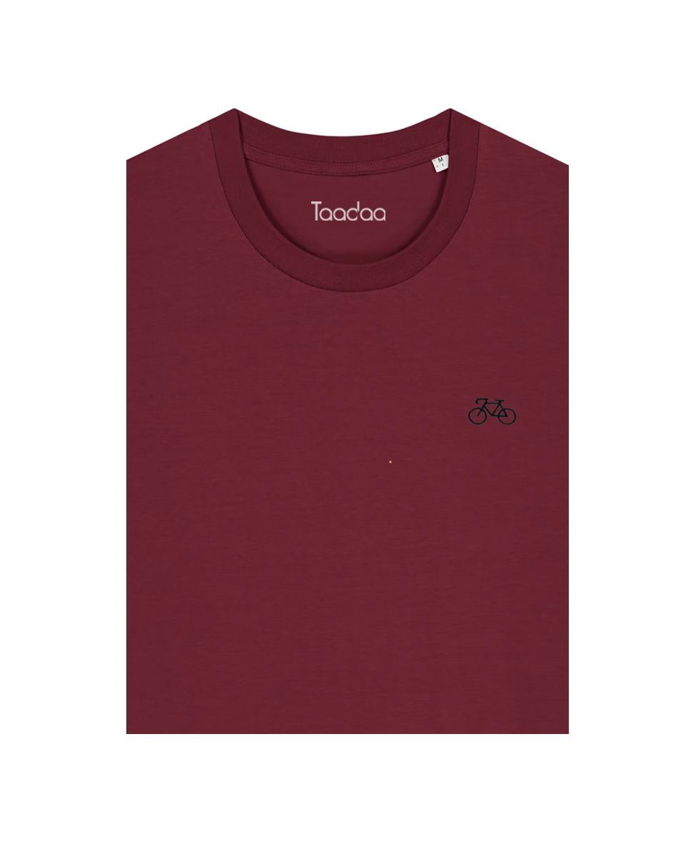 Bio T-shirt - Fiets - UNISEX Bio T-shirt - Fiets - UNISEX, Kleur T-shirt: Bordeaux rood