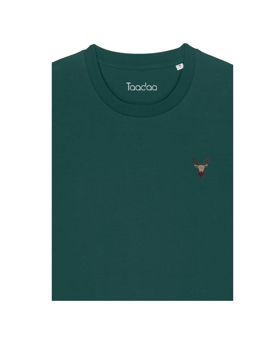 Bio T-shirt - Hert - UNISEX, Kleur T-shirt: Donker groen