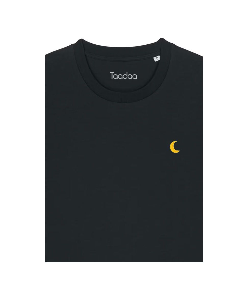 Bio T-shirt met Maan Bio T-shirt met Maan, Kleur T-shirt: Diep zwart