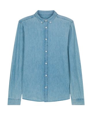 -20% Zelf samenstellen | Bio Blouse Licht-Denim HEREN | Maat S