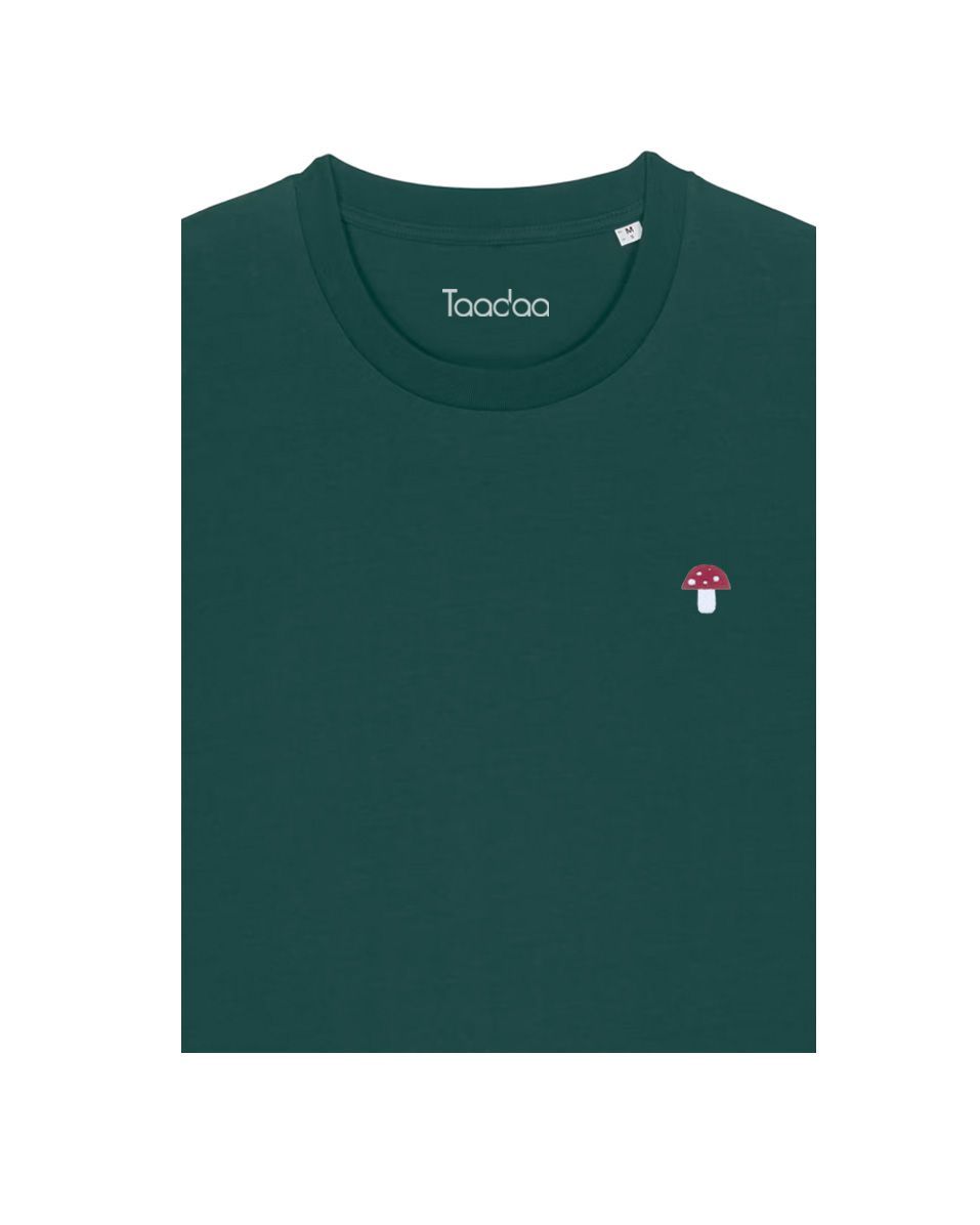 Bio T-shirt met Paddestoel Bio T-shirt met Paddestoel, Kleur T-shirt: Donker groen