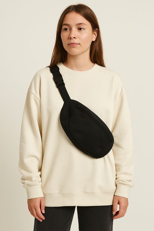Zelf samenstellen | Zwarte unisex heuptas met borduursel