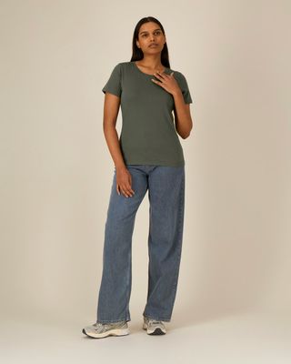Zelf samenstellen | Bio T-shirt Khaki Groen DAMES
