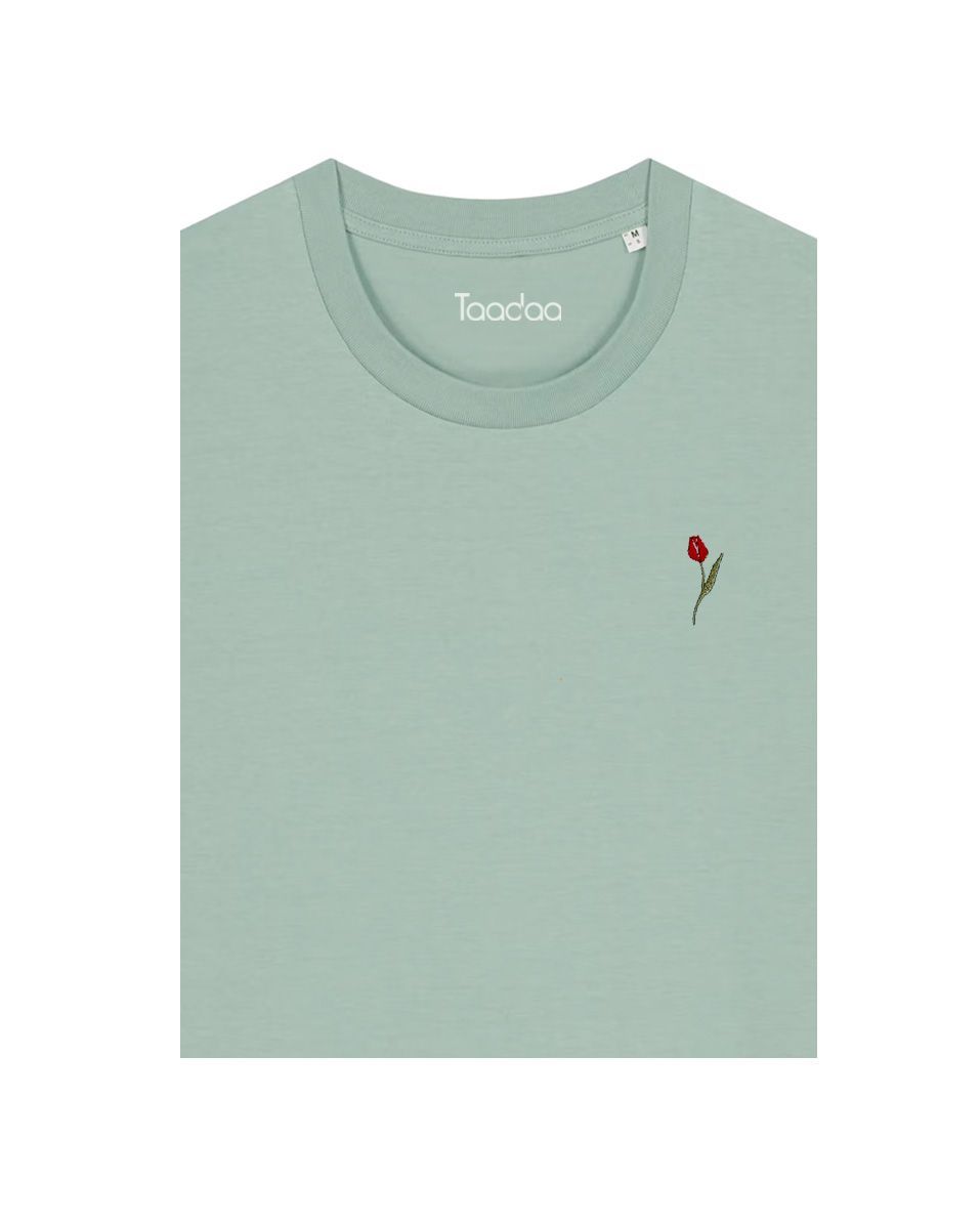 NIEUW Bio T-shirt - Tulp - UNISEX, Kleur T-shirt: Aloe Groen