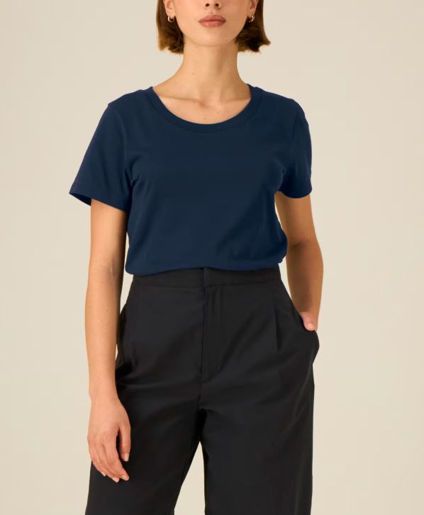 NIEUW! Zelf samenstellen | Bio T-shirt Donker Blauw DAMES