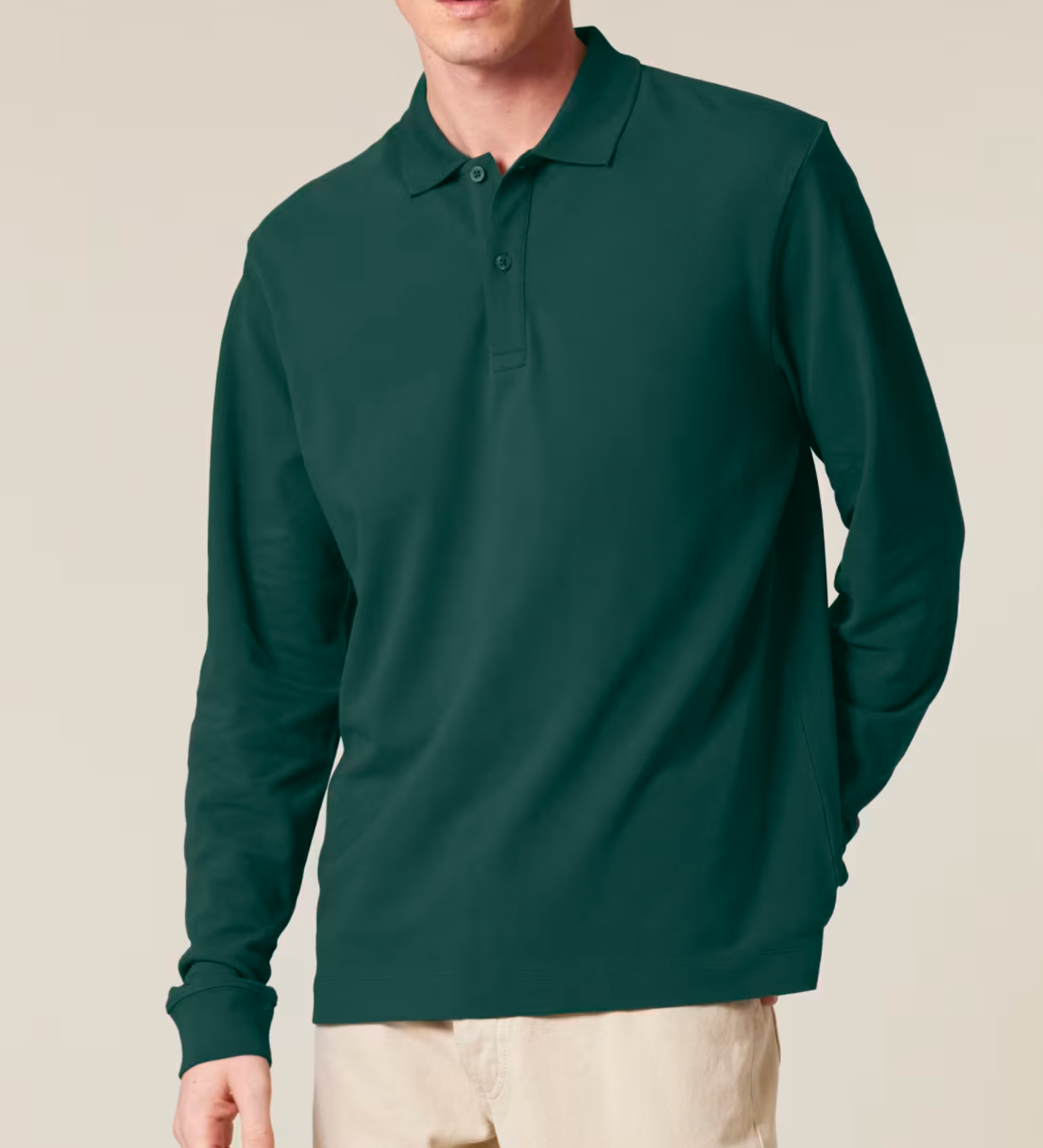 Zelf samenstellen | Bio Polo lange mouwen Donker Groen Unisex